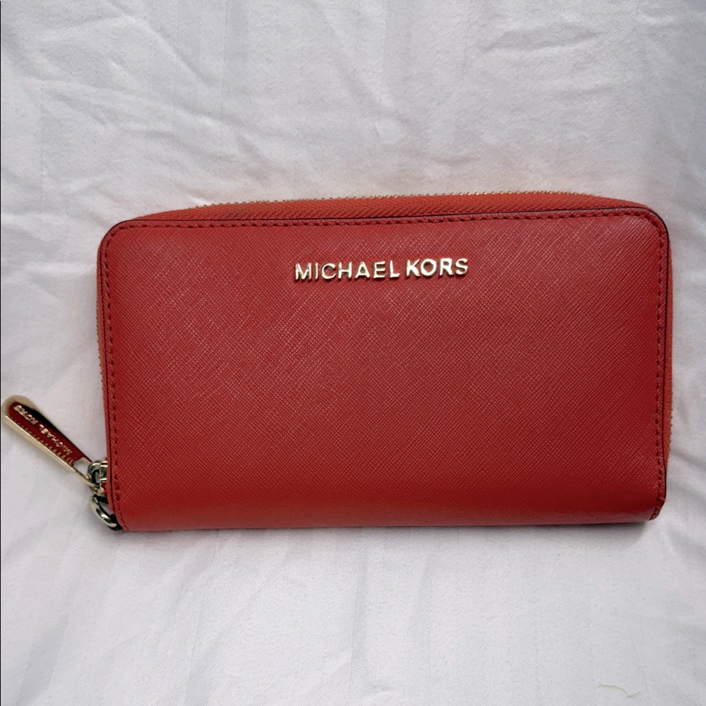 Michael Kors Orange Zip-Around Wallet